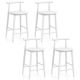 Costway Bar Chair Counter Height Stools Set of 4 with Acacia Wood Frame Supporting Legs - White