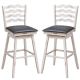 Costway Set of 2 Swivel Bar Stools Bar Height Upholstered Faux Leather Dining Chairs - White