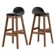 Costway Set of 2 Upholstered PU Leather Barstools 27.5