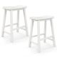Costway Set of 2 Saddle Bar Stools Counter Height Dining Chairs with Wooden Legs - White