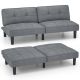 Costway Convertible Folding Futon Sofa Bed with 6-Position Adjustable Backrest Cushion - Gray