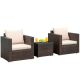 Costway 3PCS Patio Rattan Furniture Set Conversation Wicker Sofa Set w/Cushion Garden - Brown