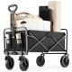 Bestier - CollapsibleWagon Cart ,330 lbs Quantity Portable Utility Wagon with Adjustable Handbar for Camping,Shopping,Outdoor - Black