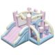 Costway Macron Pastel Bounce House with Slide Basketball Hoop Boxing Blower Not Included - Multicolor