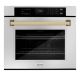 ZLINE - 30 in. Autograph Wall Oven w/ Air Fry and Self Clean w/ Polished Gold Handle - Stainless Steel