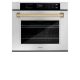 ZLINE - 30 in. Autograph Wall Oven w/ Air Fry and Self Clean w/ Champagne Bronze Handle - Stainless Steel
