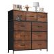 Bestier - 9 Drawer 11.8 in. Fabric Storage Tower Dresser Wooden Top Without mirror for Kid Room, Closet, Entryway, Nursery - Brown