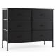 Bestier - 6 Drawer 13.8 in. Fabric Storage Tower Dresser Wooden Top Without mirror for Kid Room, Closet, Entryway, Nursery - Black