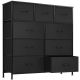 Bestier - 9 Drawer 11.8 in. Fabric Storage Tower Dresser Wooden Top Without mirror for Kid Room, Closet, Entryway, Nursery - Black