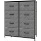 Bestier - 8 Drawer 11.8 in. Fabric Storage Tower Dresser Wooden Top Without mirror for Kid Room, Closet, Entryway, Nursery - Gray