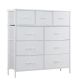 Bestier - 9 Drawer 11.8 in. Fabric Storage Tower Dresser Wooden Top Without mirror for Kid Room, Closet, Entryway, Nursery - White