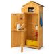 Costway - Garden Storage Shed Outdoor Lockable Storage Cabinet Tool Organizer with Shelves - Natural