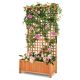 Costway - Raised Garden Bed Planter Box Climbing Plants Container with Trellis &Hanging Roof - Natural