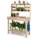 Costway - Potting Bench Table Wooden Garden Work Bench Platform with Display Rack Hidden Sink - Natural