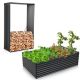 Costway - 2 PCS Galvanized Raised Garden Bed Outdoor Planter Box Firewood Rack Log Holder - Dark Grey