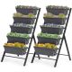 Costway - Set of 2 4 FT Vertical Raised Garden Bed 5-Tier Planter Box for Patio Balcony - Gray