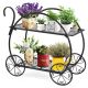 Costway - Heavy Duty Metal Flower Cart Pot Rack Plant Display Stand Holder Decor - Black