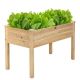 Costway - Wooden Raised Vegetable Garden Bed Elevated Grow Vegetable Planter - Beige