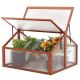 Costway - Double Box Garden Wooden Green House Cold Frame Raised Plants Bed Protection - Brown