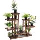 Costway - 6Tier 13 Pots Wooden Plant Flower Display Stand Wood Shelf Storage Rack Garden - Brown