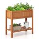 Costway - Raised Garden Bed 39 x 20 x 39 in Outdoor Fir Wood Planter Box with Storage Shelf - Natural