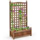 Costway - Solid Wood Planter Box with Trellis Weather-Resistant Outdoor 25''x11''x48'' - Dark brown