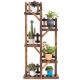 Costway - 5-Tier Flower Rack Wood Plant Stand 6 Pots Display Shelf Multifunctional Rack - carbon baking