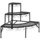 Costway - Corner Plant Stand Metal 3 Tier Ladder Potted Shelf Flower Holder Display Rack - Black