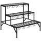 Costway - 3 Tiers Metal Plant Stand Ladder Flower Pot Rack Decorative Planter Holder - black
