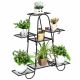 Costway - 7 Tier Plant Stand Metal Shelf Multilayer Potted Display Rack Patio Garden - Black
