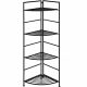 Costway - 4 Tier Folding Metal Shelf Plant Stand Storage Open Shelf Corner Display Rack - Black