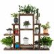 Costway - 6-Tier Flower Wood Stand Plant Display Rack Multifunctional Storage Shelf - Brown