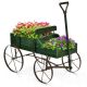 Costway - Garden Plant Planter Wooden Wagon Planter W/ Wheel Garden Yard - Green