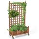 Costway - 50in Wood Planter Box w/Trellis Mobile Raised Bed for Climbing Plant - Natural