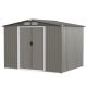 Costway - 8'x6' Outdoor Storage Shed Galvanized Steel Tool House Organizer for Garden Yard - Light Grey