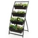 Costway - 5 FT 4-Tier Vertical Raised Garden Bed Elevated Planter Box w/4 Container Boxes - Black + Brown