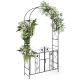 Costway - 2 in 1 Garden Arbor Decorative Wedding Arch with Door & Latch for Climbing Plants - Black