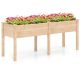 Costway - Raised Garden Bed Elevated Fir Wood Planter Box with 2 Large Planting Areas - Beige