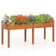 Costway - Outdoor Raised Garden Bed with Legs 73x23x30in Wood Planter Box with Divider Panel - Brown