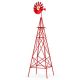 Costway - 8 ft Ornamental Windmill with 4 Support Legs Decorative Weathervane for Backyard - Red