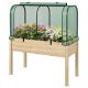 Costway - Wood Raised Garden Bed with Greenhouse Cover Mini Portable Greenhouse Kit - Green + Beige