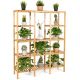Costway - Multifunctional Bamboo Shelf Flower Plant Stand Display Storage Rack Unit Closet - Natural