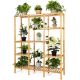 Costway - Multifunctional Bamboo Shelf Storage Organizer Rack Plant Stand Display Closet - Natural