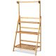 Costway - 3 Tier Bamboo Hanging Folding Plant Shelf Stand Flower Pot Display Rack Bookcase - Natural
