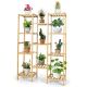 Costway - Bamboo 11-Tier Plant Stand Utility Shelf Free Standing Storage Rack Pot Holder - Natural