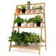 Costway - Bamboo Ladder Plant Stand 3-Tier Foldable Flower Pot Display Shelf Rack - Natural