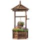 Costway - Wooden Wishing Well Hexagonal Bucket Flower Plants Planter Patio Garden Decor - Brown