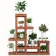 Costway - Multi-layer Wood Plant Stand Flower Shelf Rack with High Low Structure - Brown