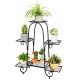 Costway - 6 Tier Flower Pot Holder Metal Vertical Shelves Corner Plants Display Rack - Black