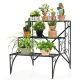 Costway - 3 Tier Stair Style Metal Plant Stand Garden Shelf Flower Pot Display Rack - Black